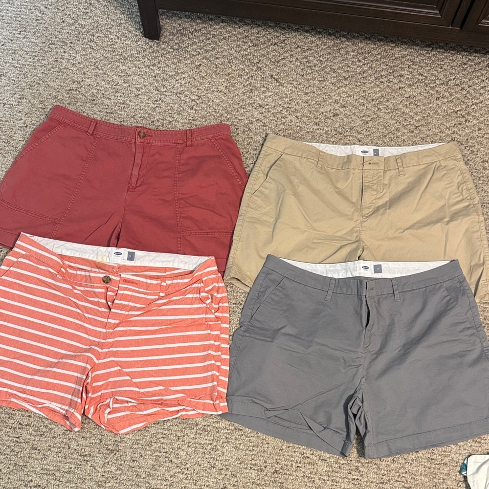 Old Navy Women's Shorts - Coral, Tan, Gray, Striped Coral